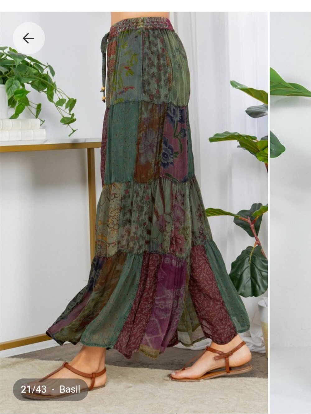 Young Threads Retro Revival Flared Boho Patchwork Pants – Basil - Picture 6 of 6